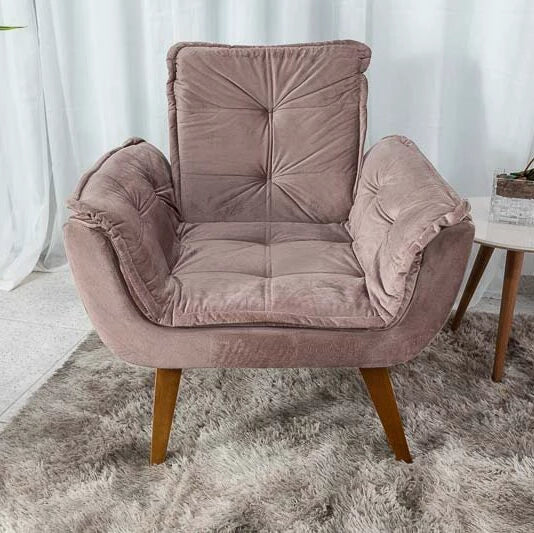 Poltrona Pérola Base Fixa Veludo Rose - Móveis furniture