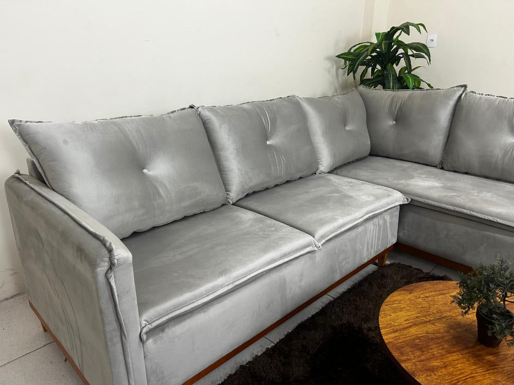 Sofá de Canto 2 x 3 Lugares Malibu – Capuccino Veludo - Móveis furniture