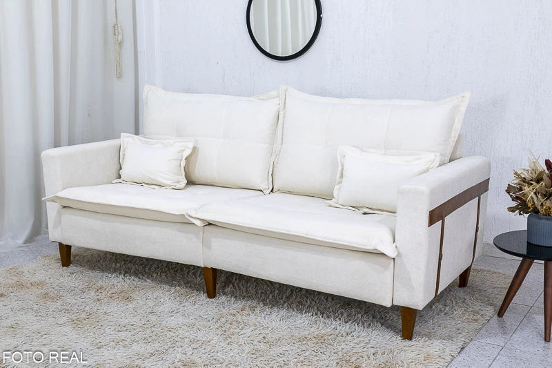 Sofá 3 lugares 2215 2.08m Boucle Bege - Móveis furniture