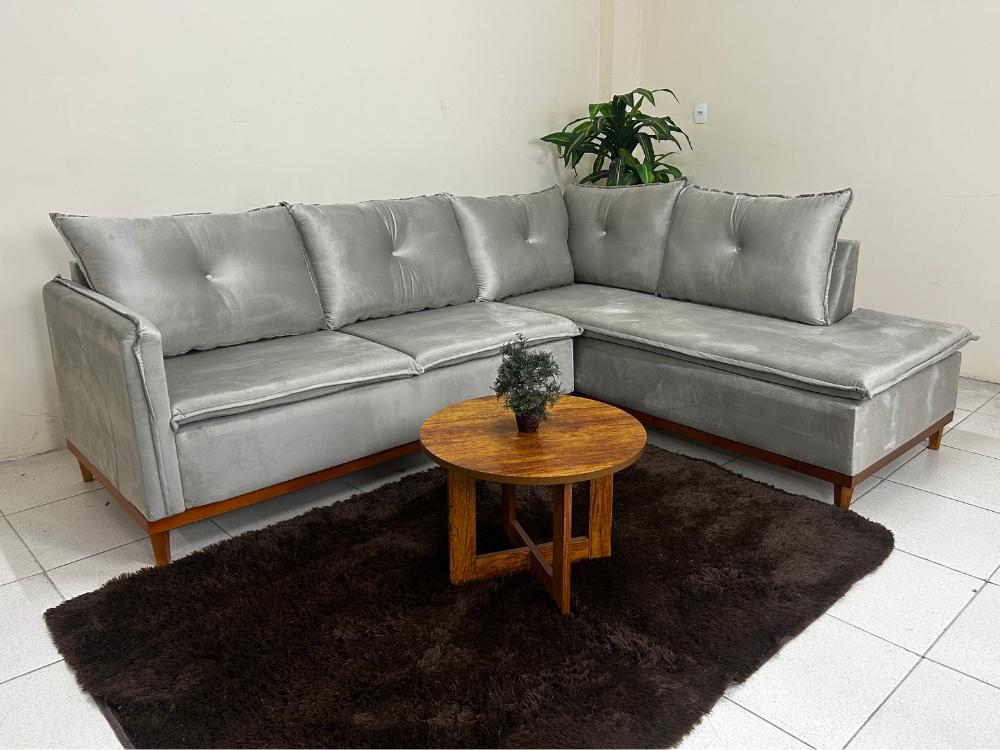 Sofá de Canto 2 x 3 Lugares Malibu – Capuccino Veludo - Móveis furniture