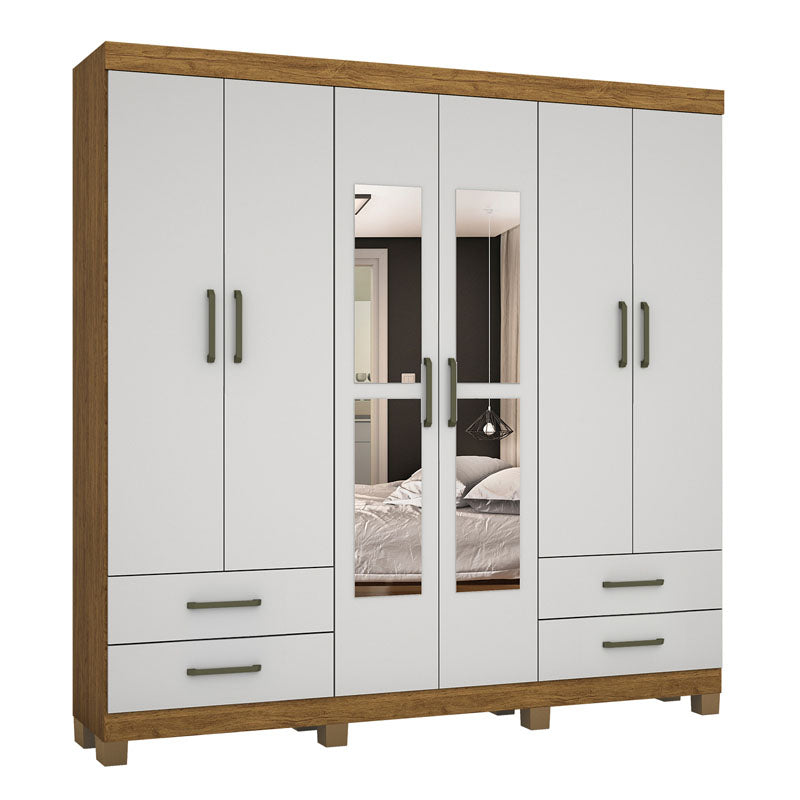 Guarda Roupa Casal Hércules 06 Portas 04 Gavetas c/pé Freijó/Off – Carioca - Móveis furniture