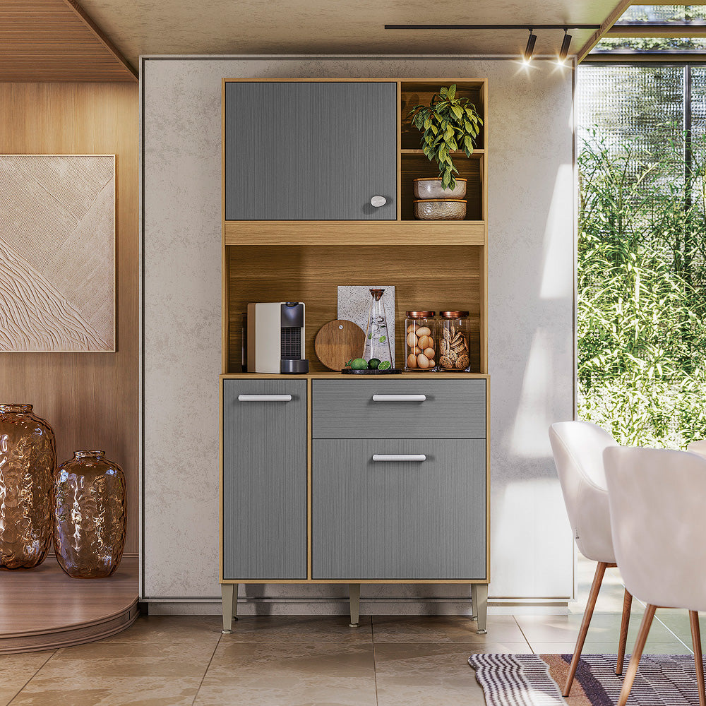 Kit Cozinha Zen 0,90 m Freijó/Gris – KIT’S PARANÁ