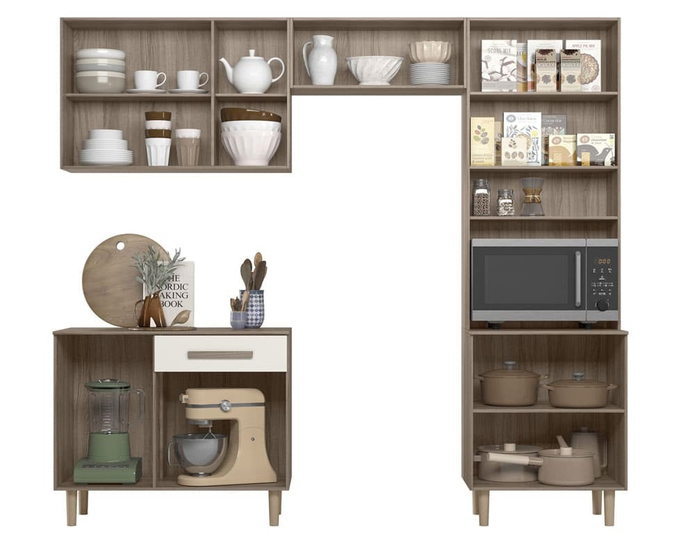 Cozinha Lemon Carvalho Nature/Chumbo – NICIOLI - Móveis furniture