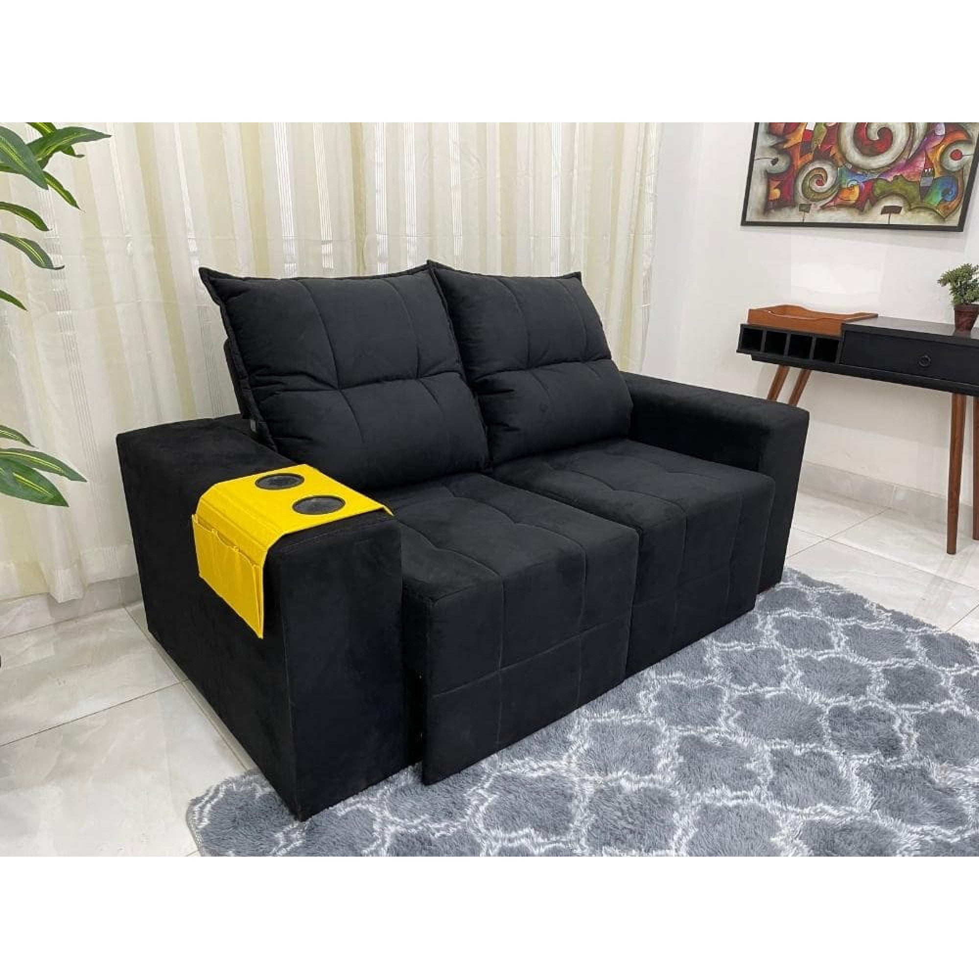 Sofá Espanha Retrátil Reclinável 1,50m - Preto - Móveis furniture