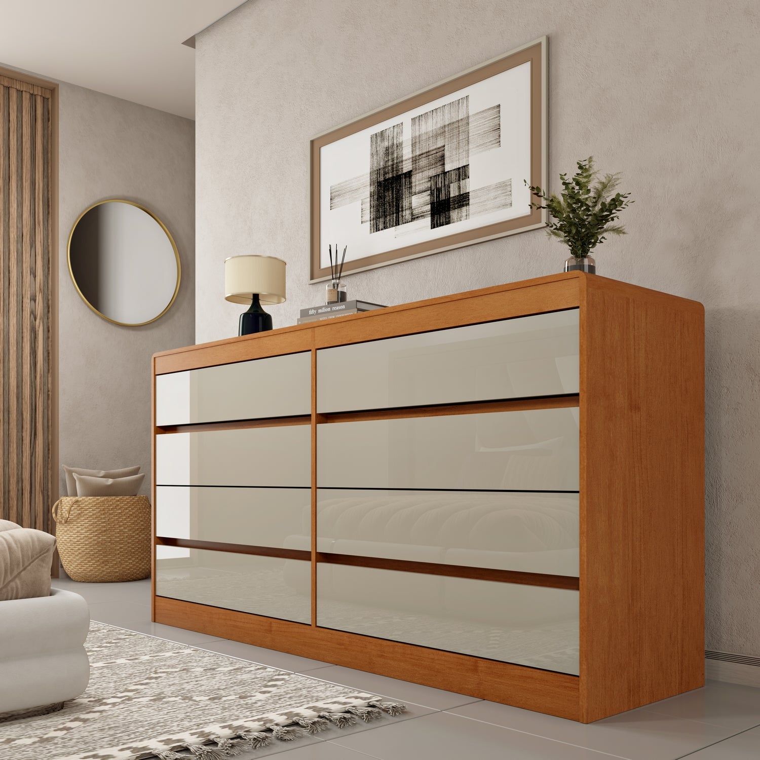 Cômoda 8 Gavetas Espanha Cinamomo/Off White – TCIL