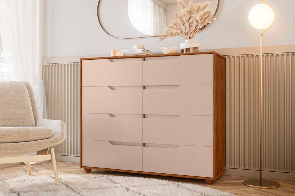 Cômoda 8 Gavetas Doble Albatroz Móveis cinamomo off white - Móveis furniture