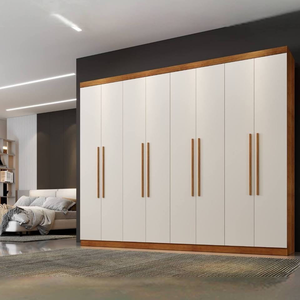 Roupeiro New Premium 8 Portas 4 Gavetas Benetil Móveis CINAMOMO/Off White - Móveis furniture