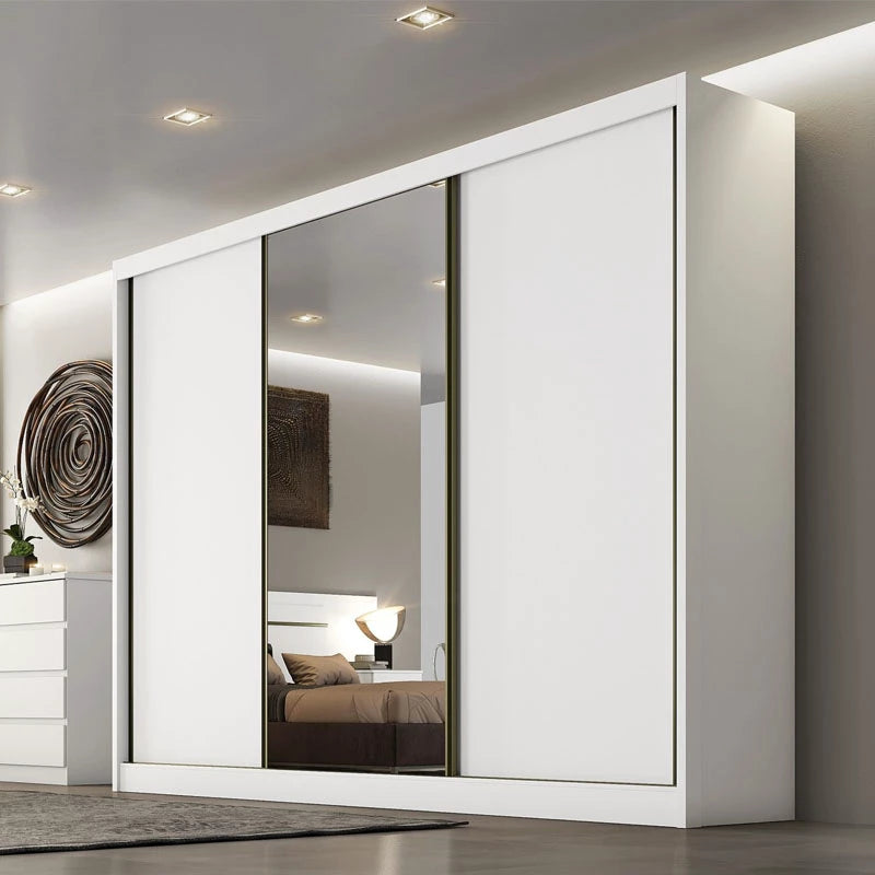 Guarda-Roupa Sollo Plus(1 porta espelhada) 2,73m – NOVO HORIZONTE  BRANCO