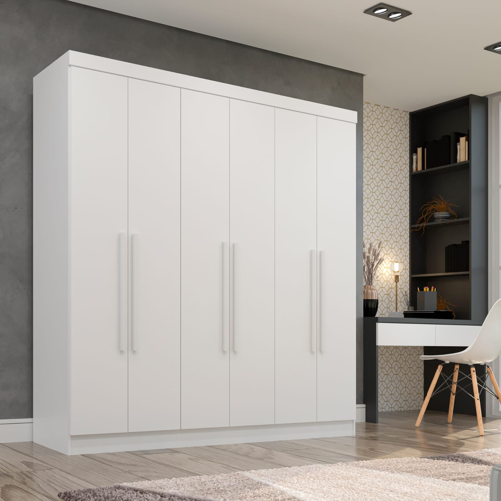 Roupeiro Recife 6P2G Branco - Móveis furniture