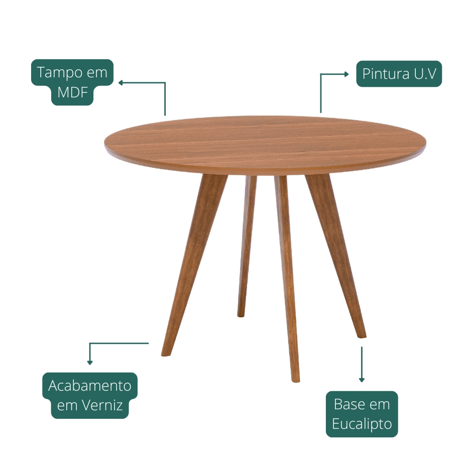 Mesa Redonda Acerola 109 (S/Vidro) Madeira/Cinamomo – CIMOL