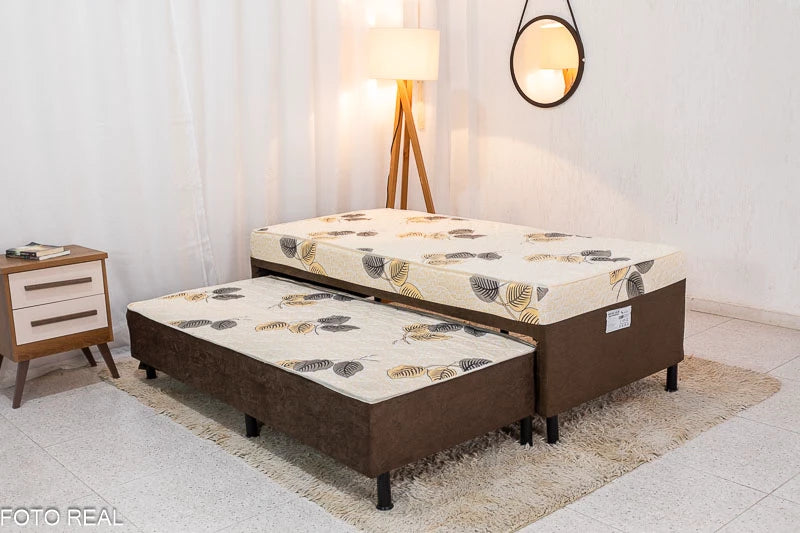 Cama Solteiro Unibox C/ Cama auxiliar Sonho Bom Marrom - Nosso Sonho