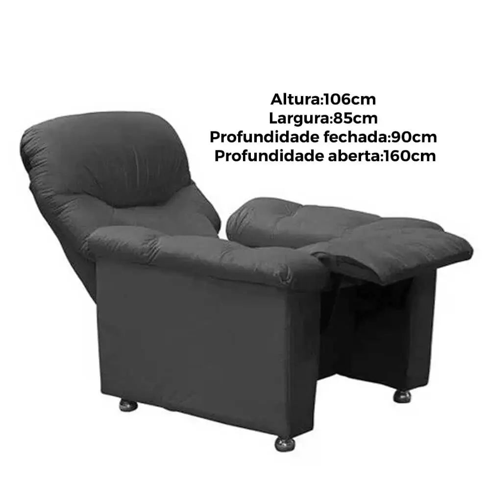 Poltrona Virtus Reclinável Tecido Veludo Matrix PRETO