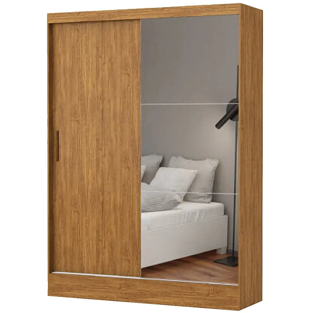 Guarda Roupa Santiago Carioca Solteiro com Espelho 2 Portas 2 Gavetas cinamomo