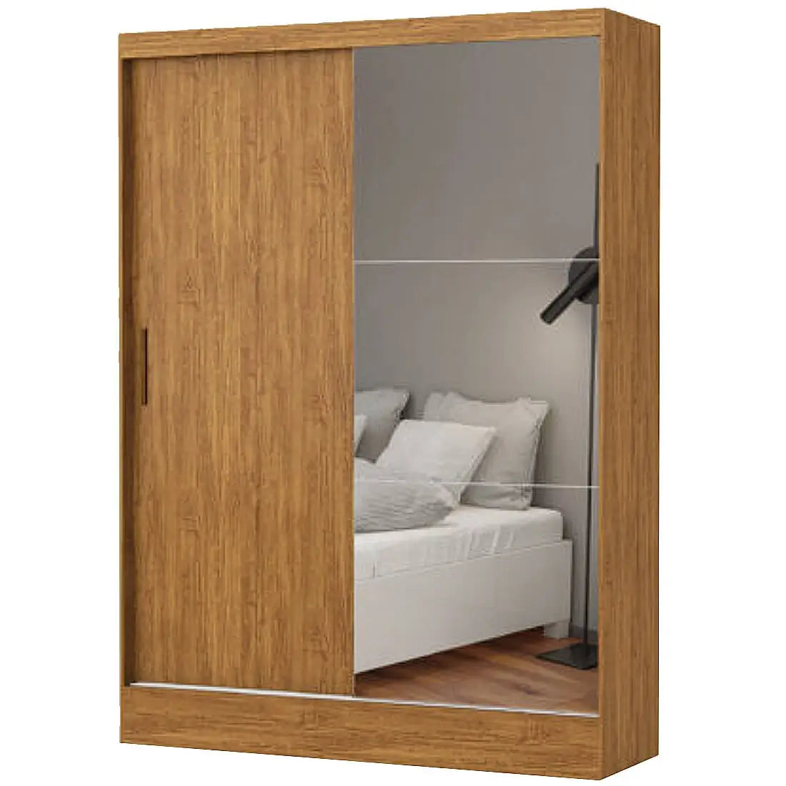 Guarda Roupa Santiago Carioca Solteiro com Espelho 2 Portas 2 Gavetas cinamomo