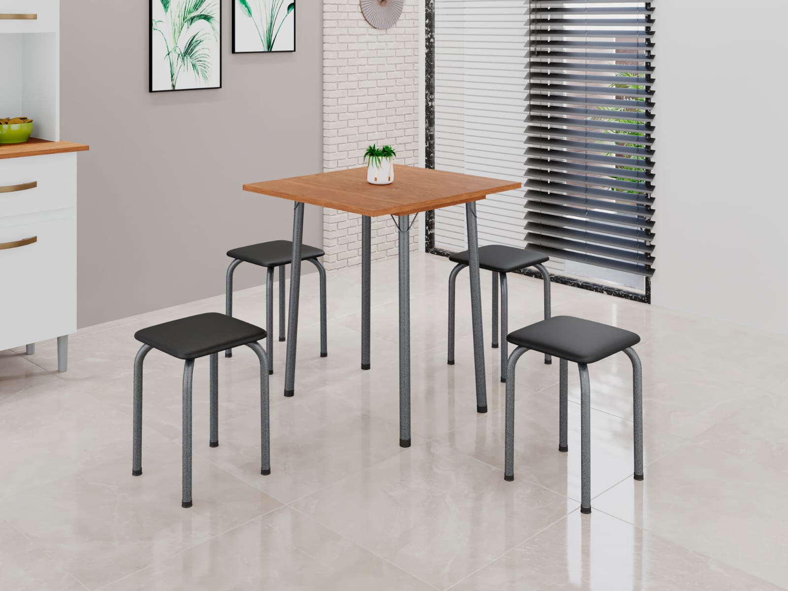 MESA DOBRÁVEL LUANA C/ 4 BANQUETAS – SOMA - Móveis furniture