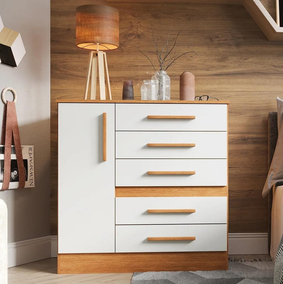 Cômoda 5 Gavetas com Sapateira Advantage Freijó/Off White – BATROL MÓVEIS - Móveis furniture