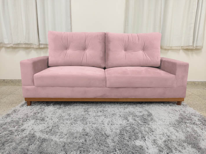 Sofá 3 Lugares Living 2,15 m Rosa Claro 508 Milena - Móveis furniture
