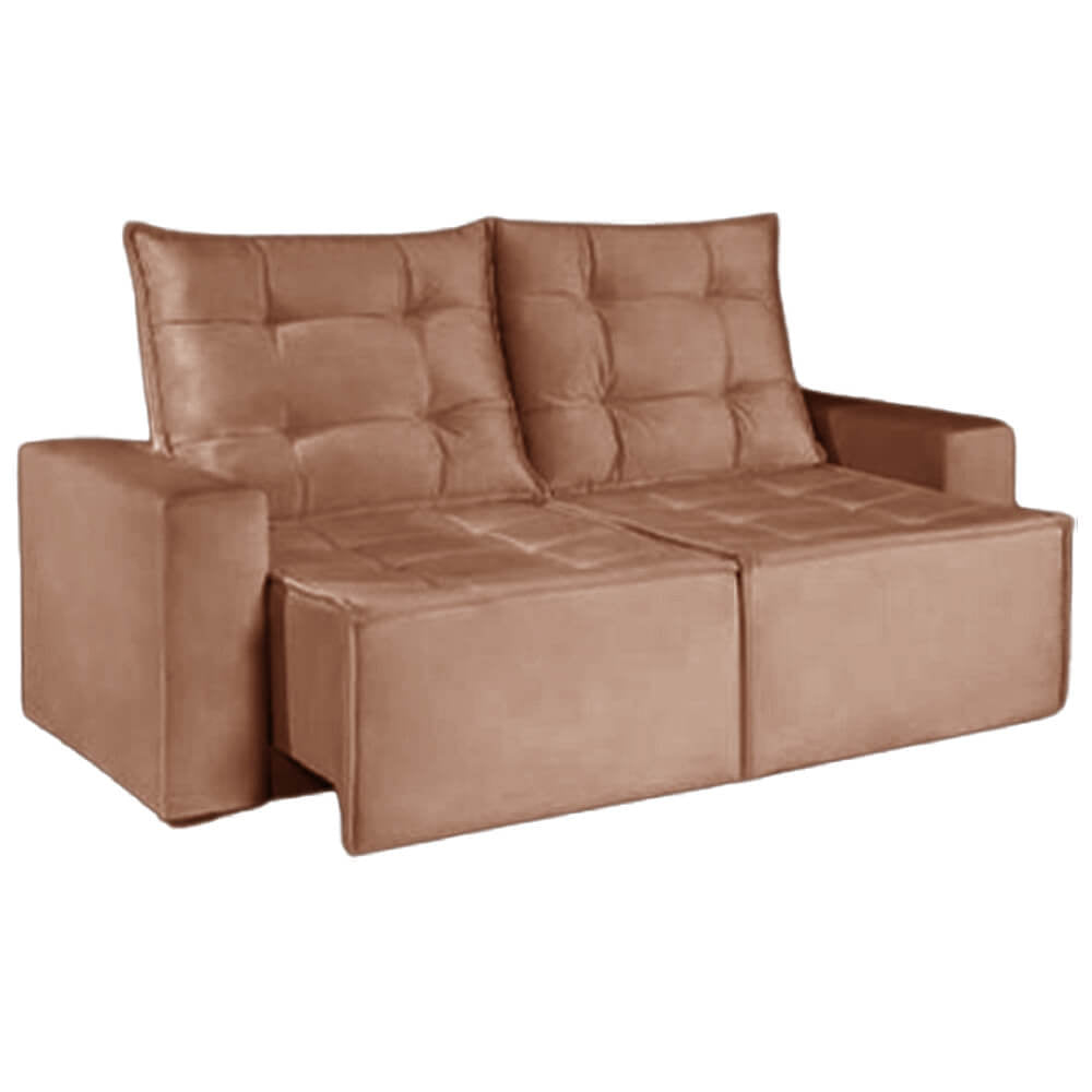 Sofá Macaé 3 Lugares Retrátil e Reclinável Tecido Suede 190cm - Móveis furniture