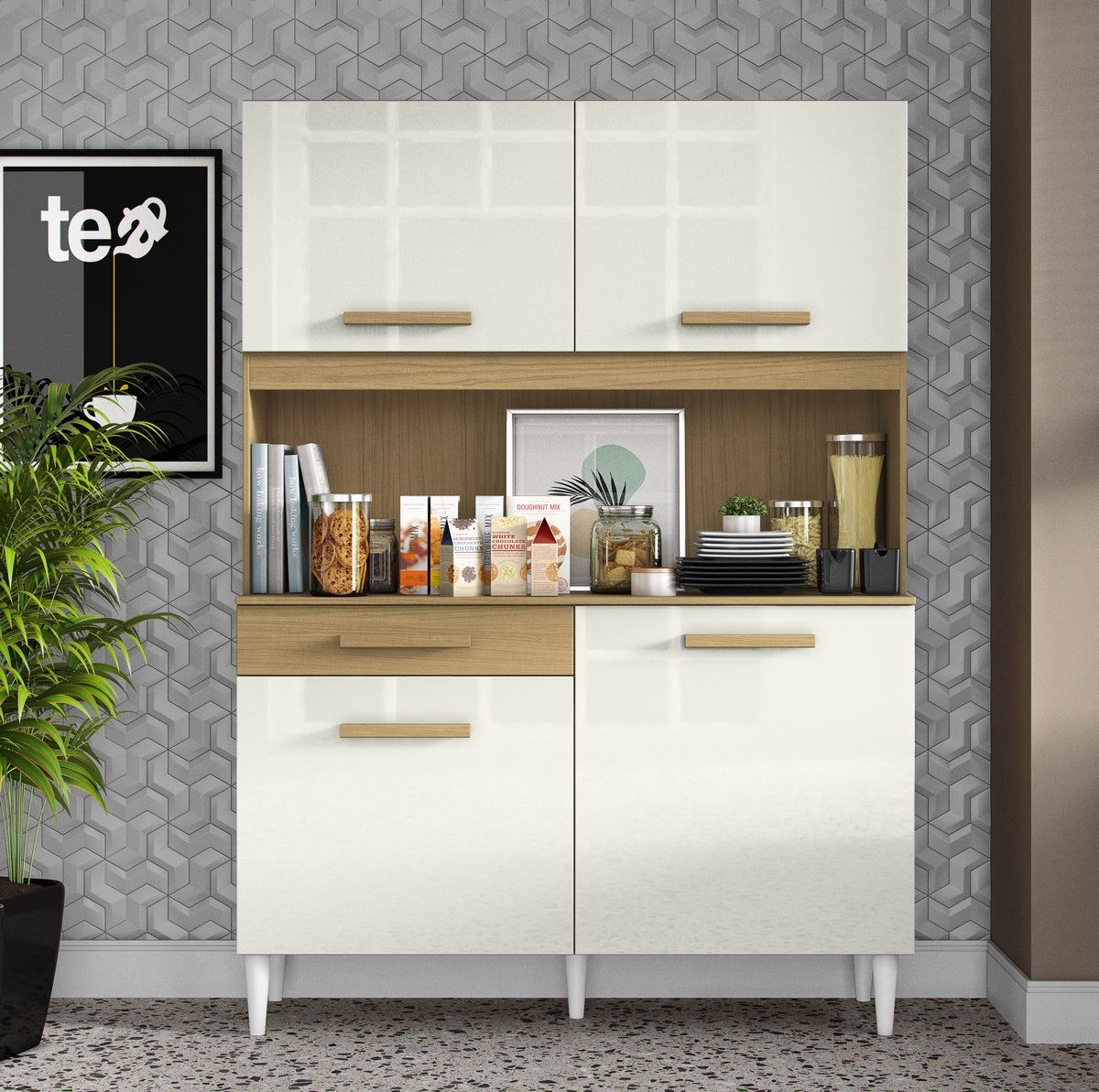 Kit Cozinha 4P1G 1,21 m Atacama/Off White – ARAMÓVEIS