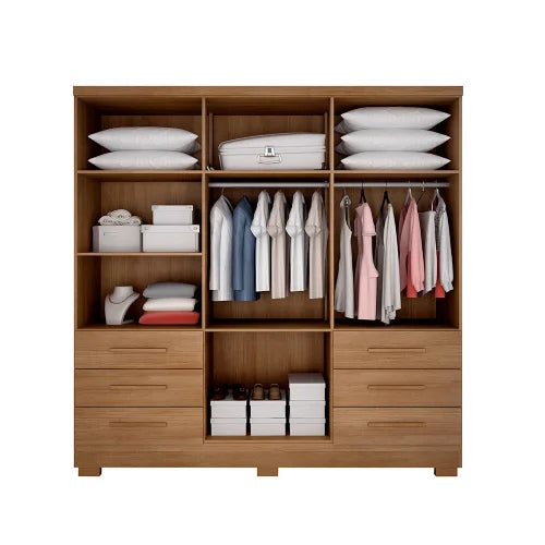 Guarda-roupa Encant com Espelho 6 Portas e 6 Gavetas Cumaru e Fendi