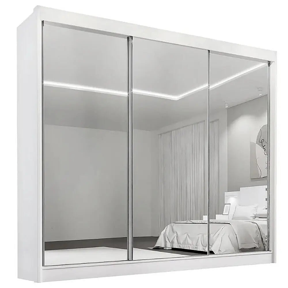 Guarda Roupa Dubai D Doro Casal Todo Espelhado 3 Portas 6 Gavetas