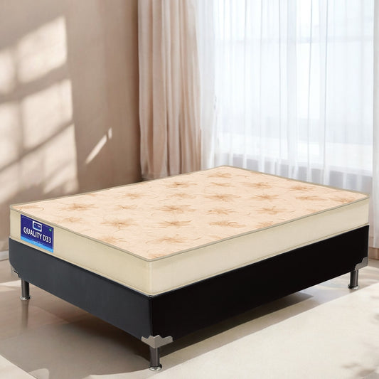 Colchão Casal Quality D33 12 cm + Base Box Simples Corino Preto – ORTHOPRIME + BIOSTAR
