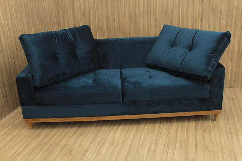 Sofá 3 Lugares Living 2,15 m Azul Milena - Móveis furniture