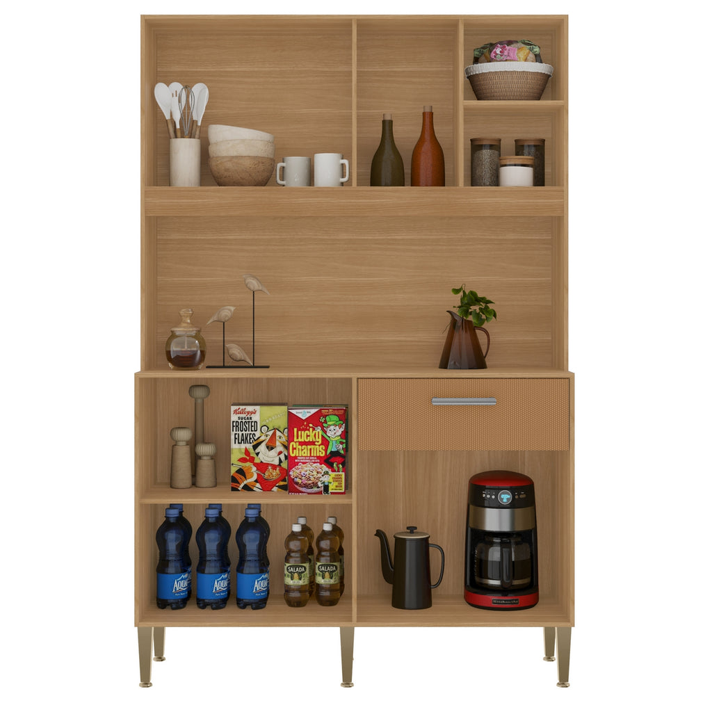 Kit Cozinha Liv 1,20 m Freijó/Caramelo – KIT’S PARANÁ