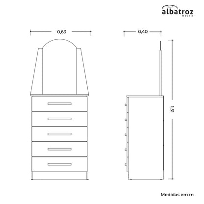 Cômoda Veneza Branco Fosco – MÓVEIS ALBATROZ - Móveis furniture