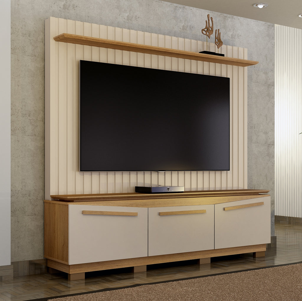 Home Theater até 75″ Montreal Off White/Cinamono – VALDEMÓVEIS