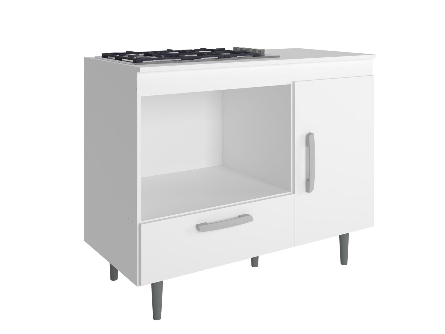 Balcão Alecrim para Cooktop 4 Bocas 1 Porta 1 Gaveta Polimam - Móveis furniture