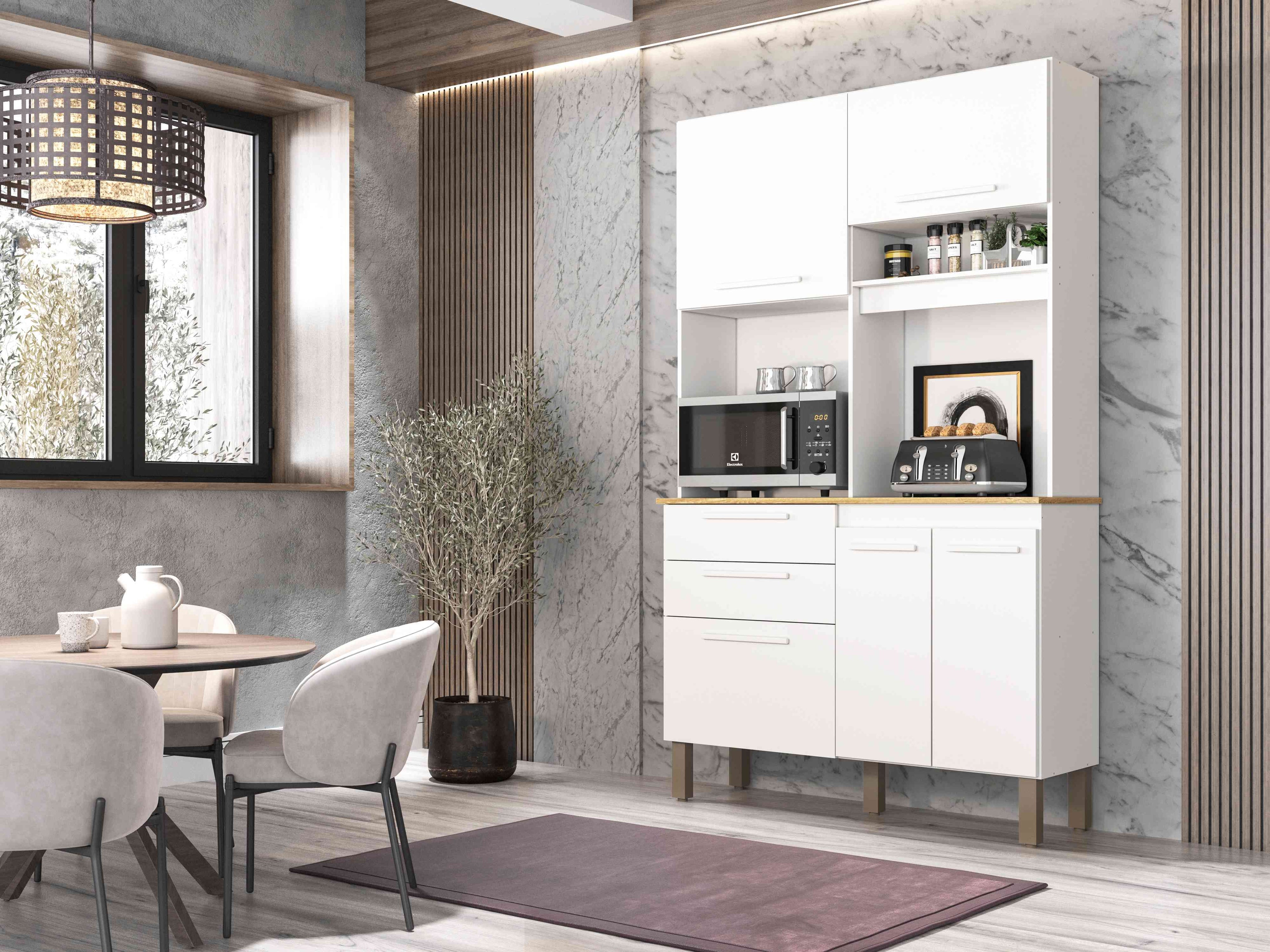 Kit Cozinha Dubai 5P2G Branco Salleto