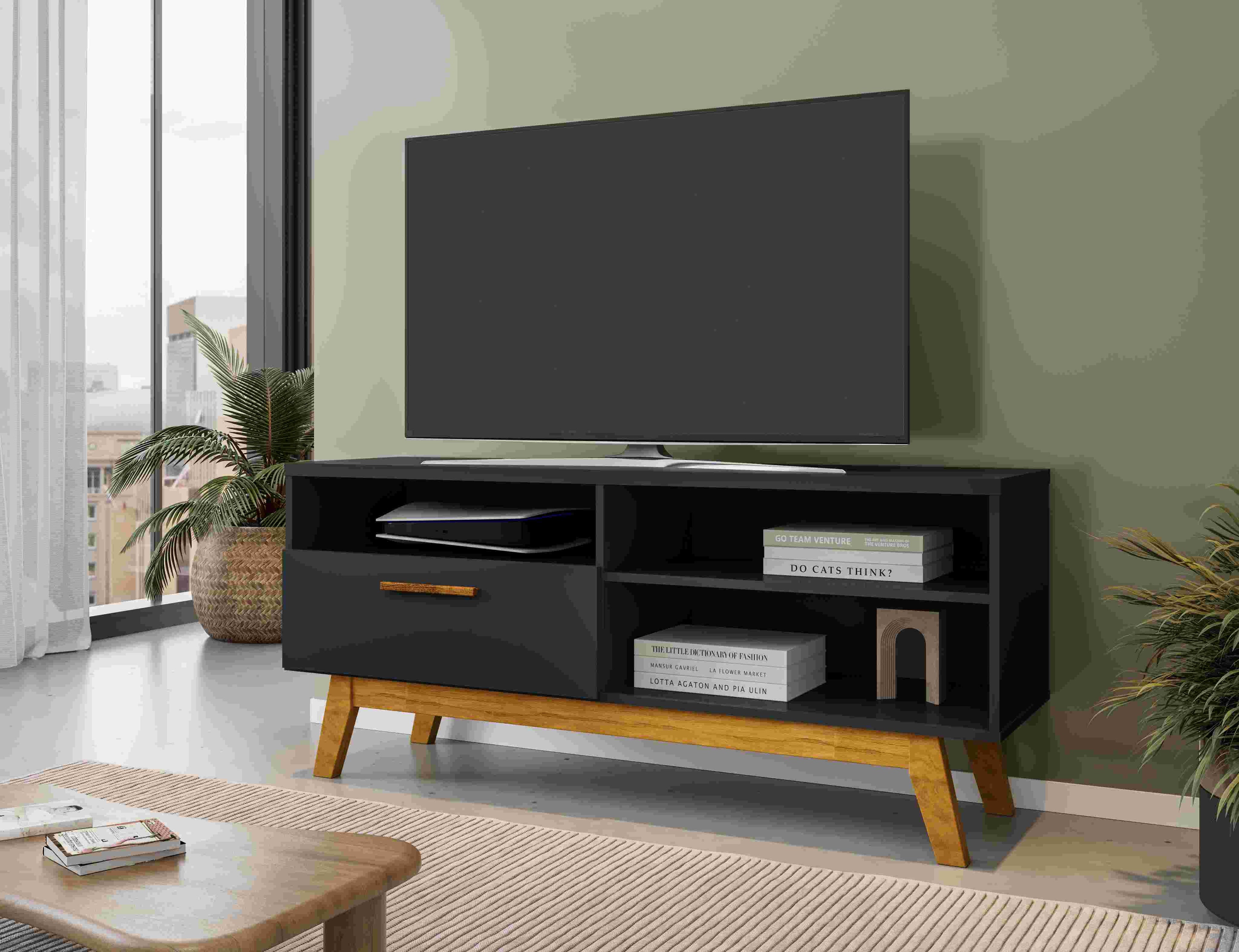 Rack Paladio TV até 55 Polegadas Preto Fosco Bechara