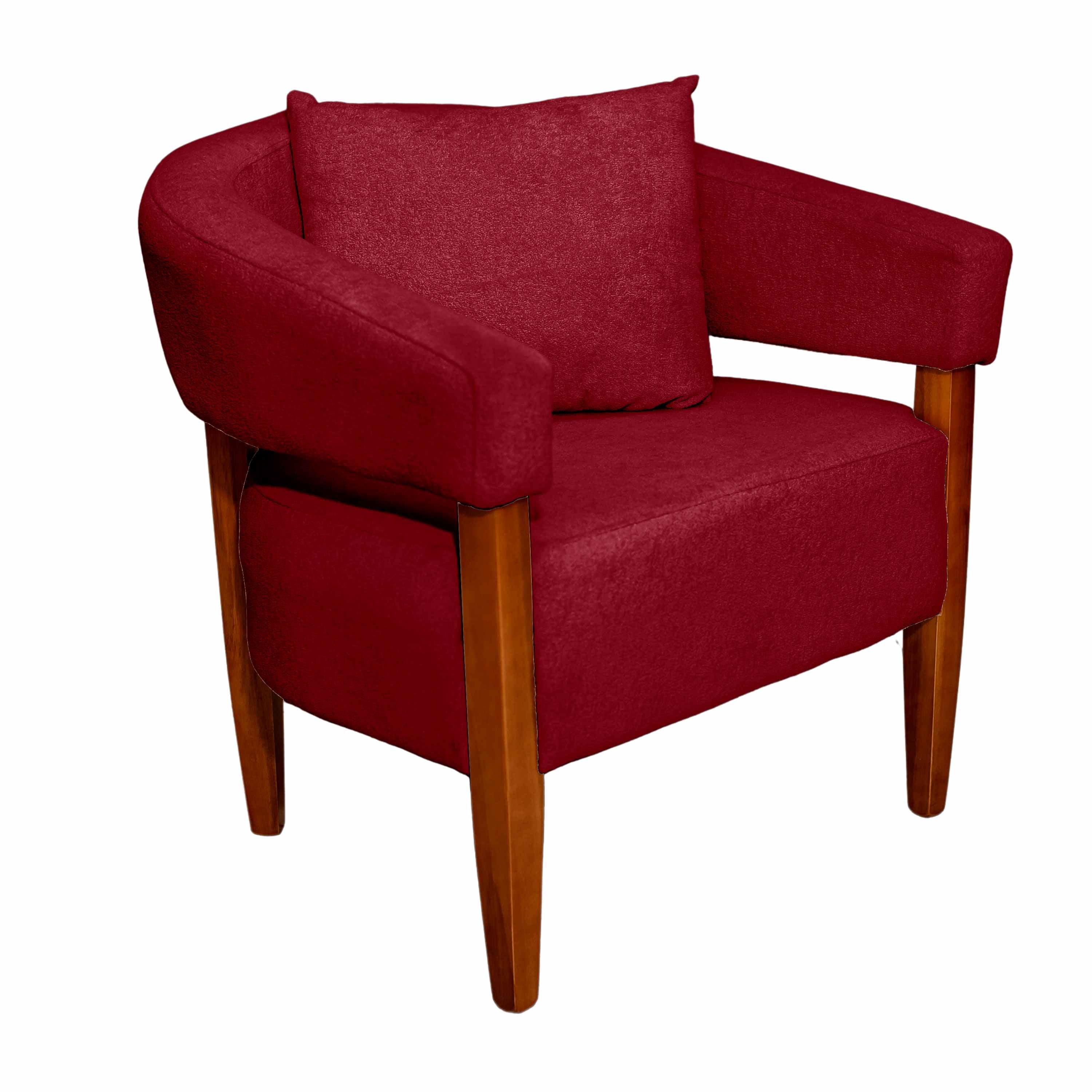 Poltrona Safira Veludo Inca Vermelho 05 Bem Estar Estofados