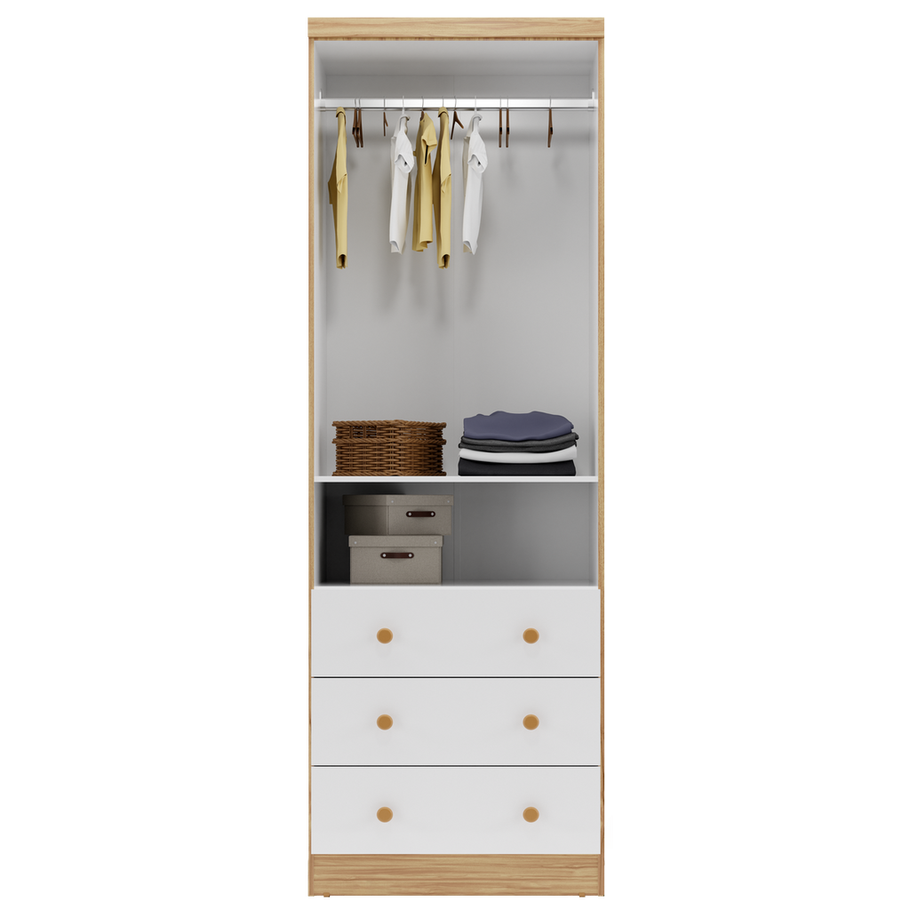 Guarda-Roupa 2 Portas Tedy Branco Brilho/Amêndoa – PEROBA MÓVEIS