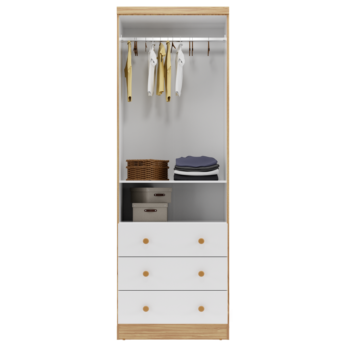 Guarda-Roupa 2 Portas Tedy Branco Brilho/Amêndoa – PEROBA MÓVEIS