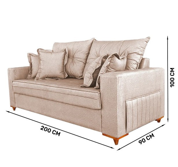 Sofá Vicam 05 com Almofadas Soltas 3 Lugares Tecido Linho 200cm Vicam - Móveis furniture
