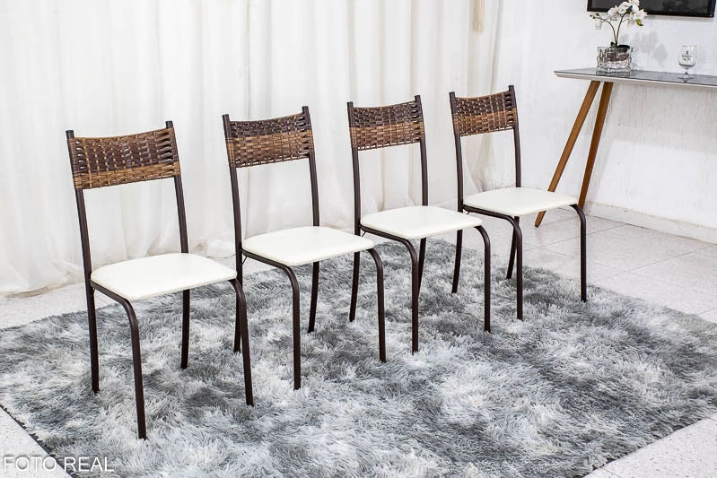 Conjunto Atlanta 4 Cadeiras Base Ipanema Tampo Off 75×75 Marrom - Móveis furniture