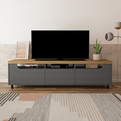 Rack até 75″ Mercury Carvalho/Grafite – ARTELY - Móveis furniture