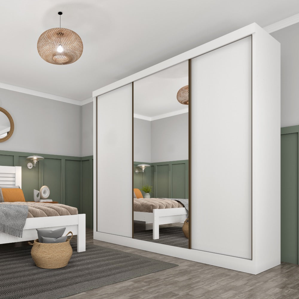 Guarda-Roupa 3 Portas Dacar/Senegal 2,40 m Neve – TCIL - Móveis furniture