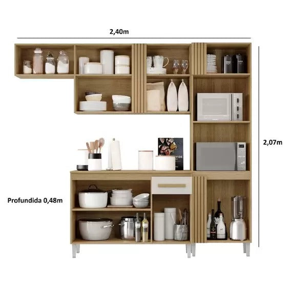 Cozinha Compacta Vitoria com Balcao Naiomi 7P1G Atacama.Off White Aramoveis