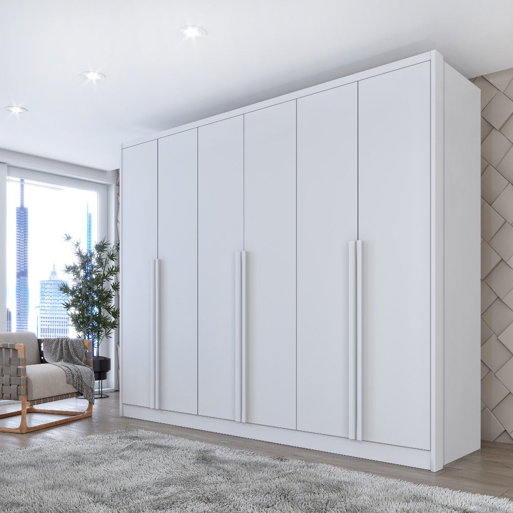 Guarda Roupa Realeza Casal 6 Portas 6 Gavetas Tcil Branco neve