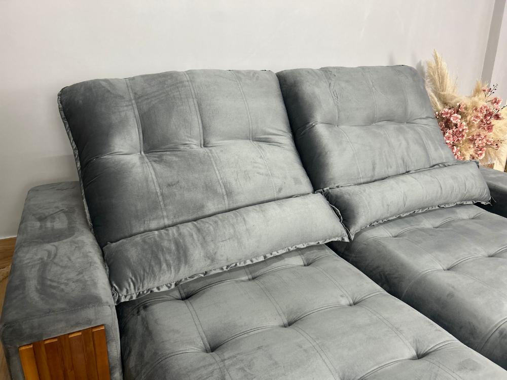 Sofá Retrátil e Reclinável Búzios 2.50m – Cinza Veludo