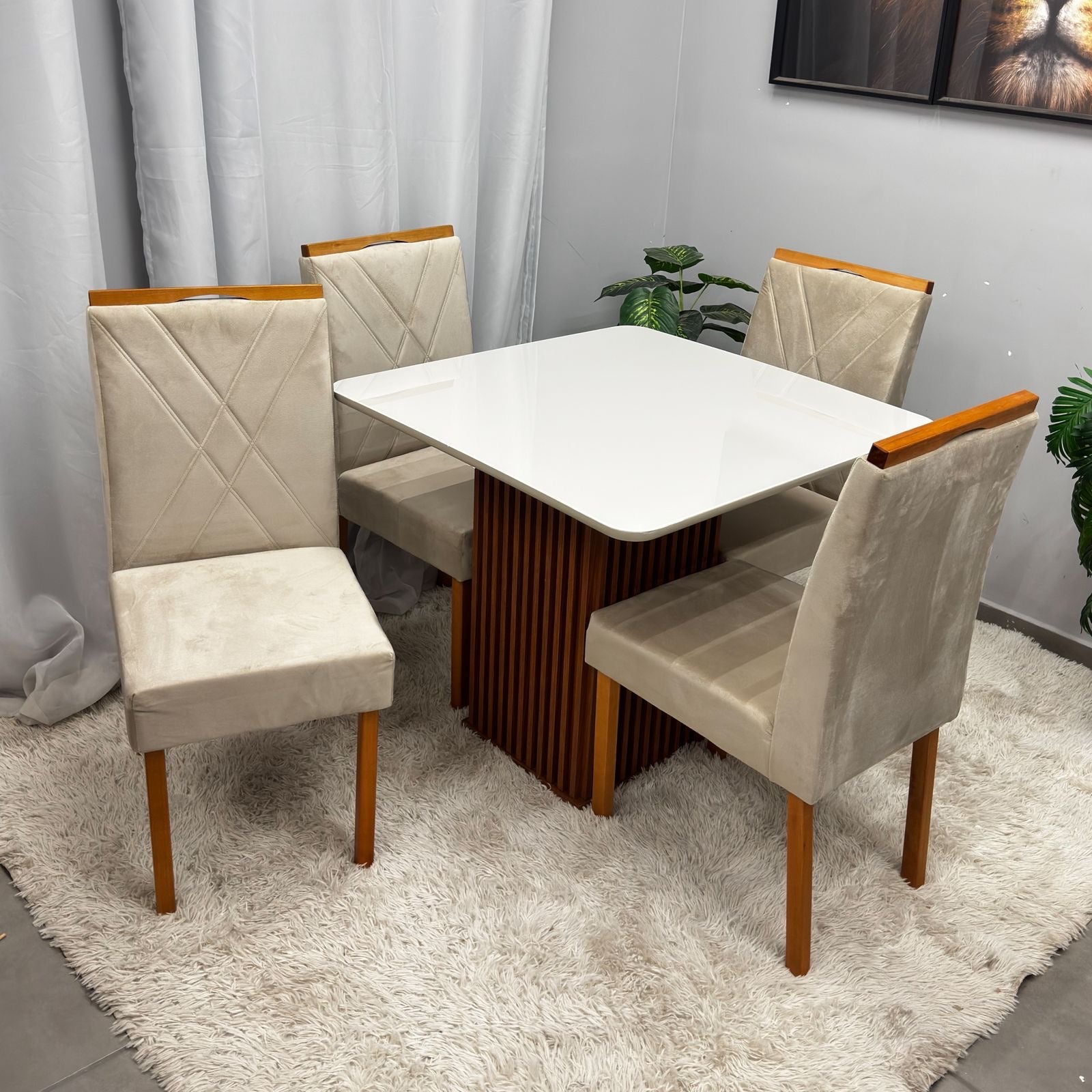 Mesa Riviera 90×90 com Vidro com 4 cadeira