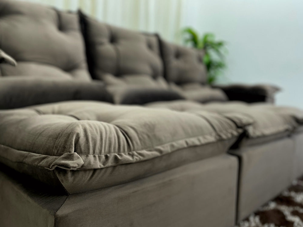 Sofá Retrátil Reclinável Atenas 2.70m – Marrom - Móveis furniture