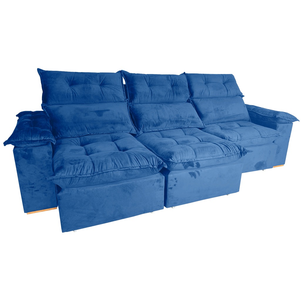 Sofá Retrátil e Reclinável Imperial 2,75 m Veludo Jolie Azul 07 – IMPERIAL DECOR - Móveis furniture