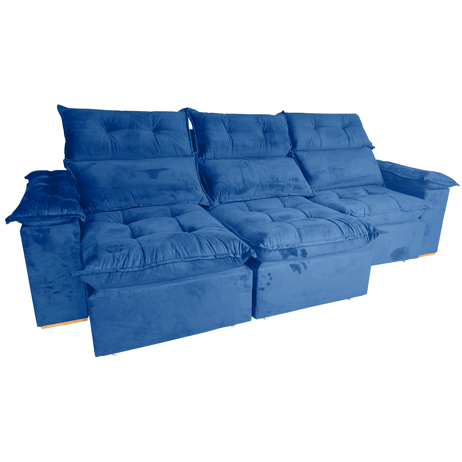 Sofá Retrátil e Reclinável Imperial 2,75 m Veludo Jolie Azul 07 – IMPERIAL DECOR - Móveis furniture