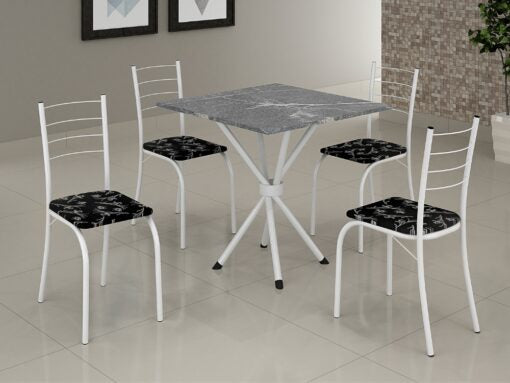 CONJUNTO MESA 4 CADEIRAS RIO TAMPO 70X70 GRANITO TOPÁZIO – TEIXEIRA