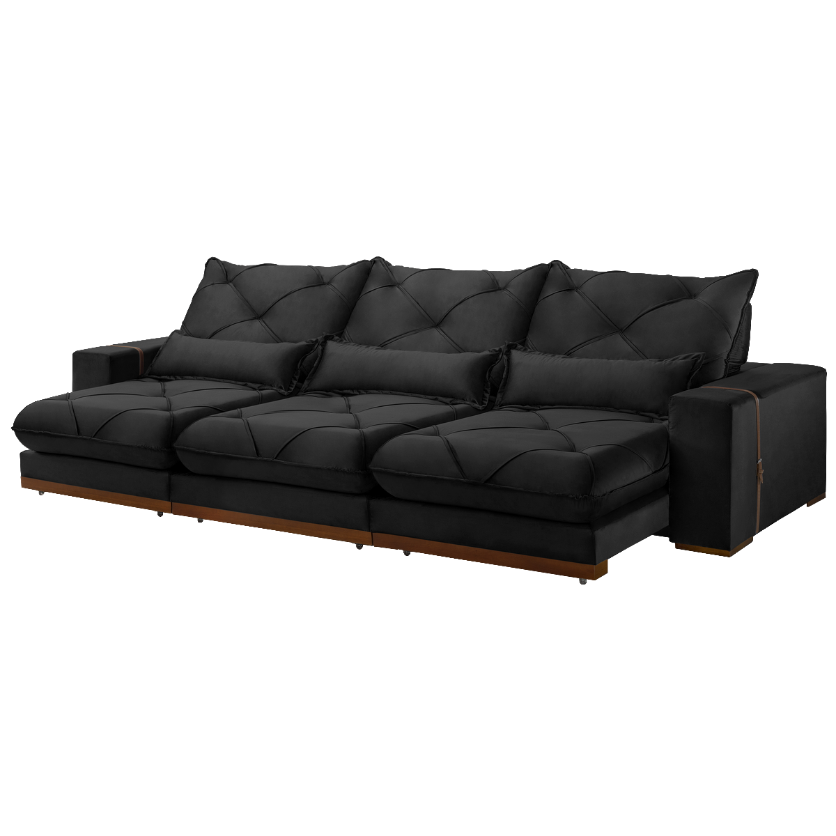 Sofá Retrátil e Reclinável Luanda/Isabella 3,50 m Veludo Preto – TREVO ESTOFADOS - Móveis furniture