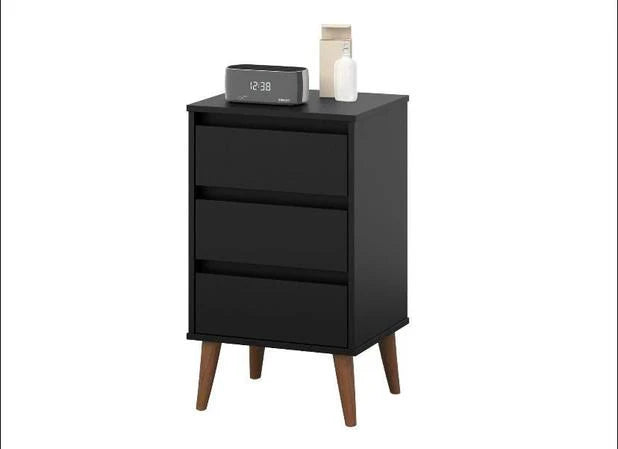 Mesa de Cabeceira Retro Wood Preto EJ Moveis